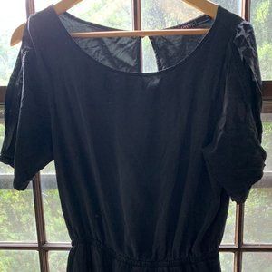 High/low, tulip opening dress with shoulder cutout